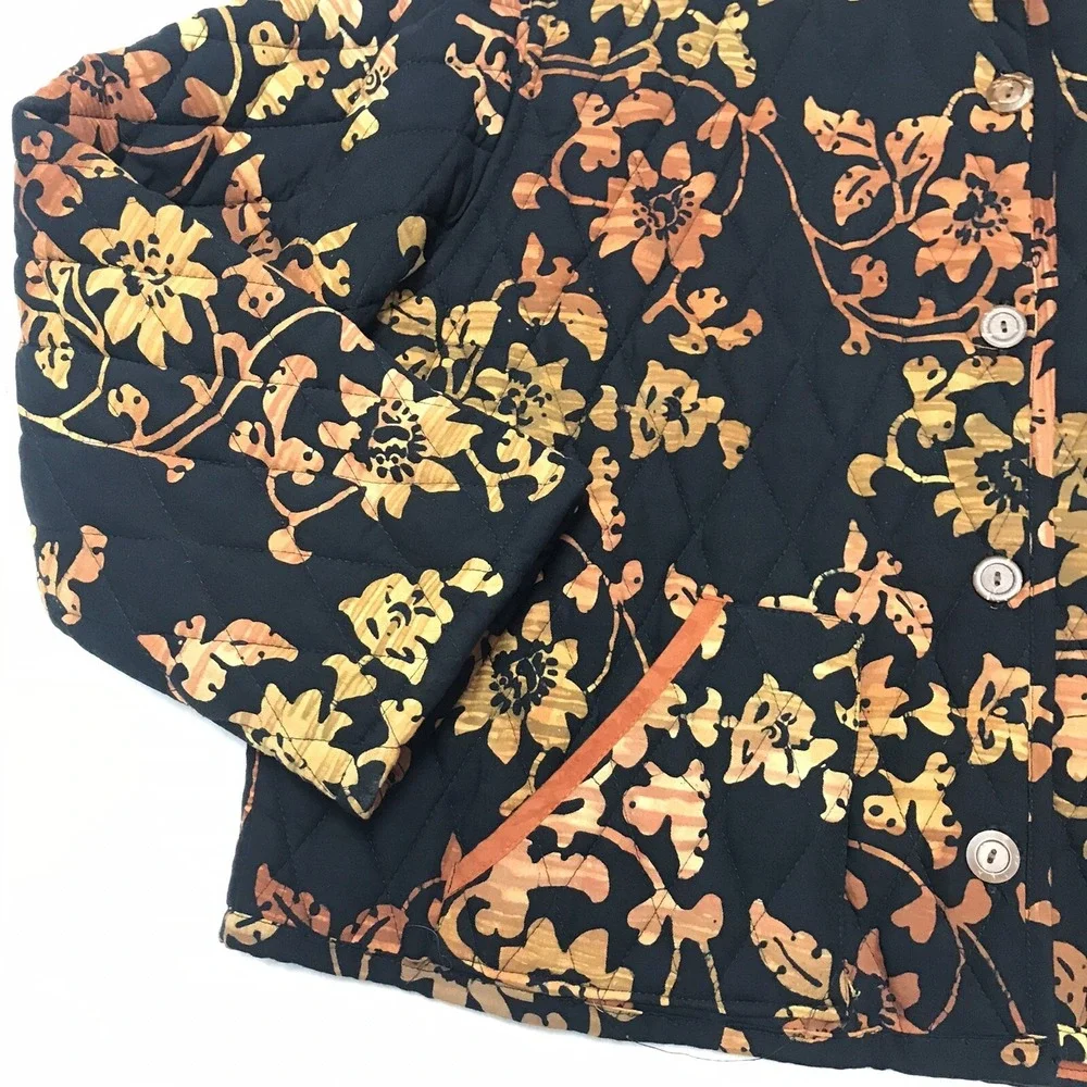NTCO Nomadic Traders Small Floral Quilted Fall Autumn Colors Black Rust‎ Pockets